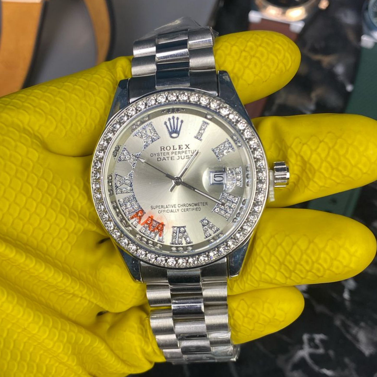 Rolex White With Diamond Dial